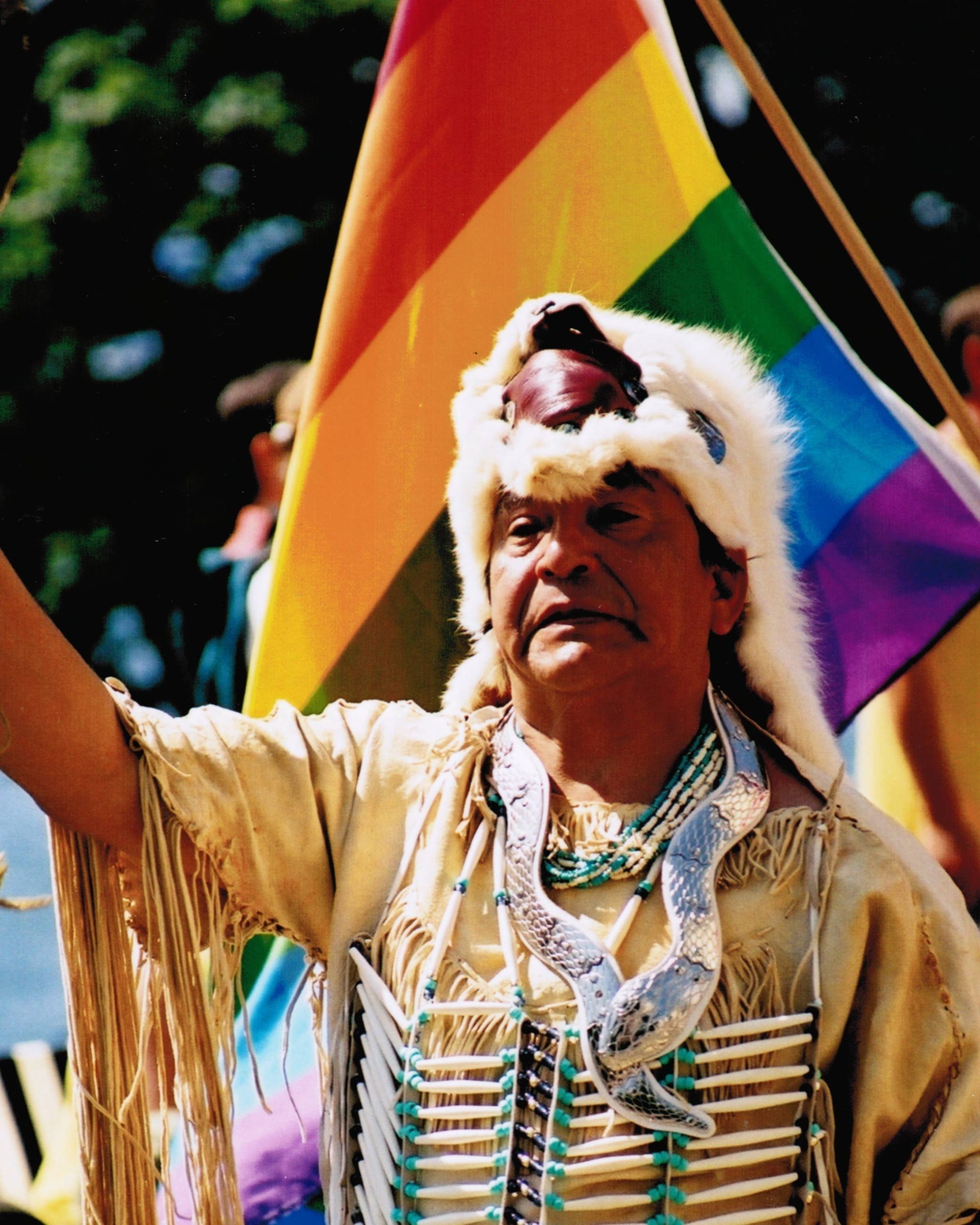  First Nations participant in Pride Parade, Vancouver, BC Canada, 2002 