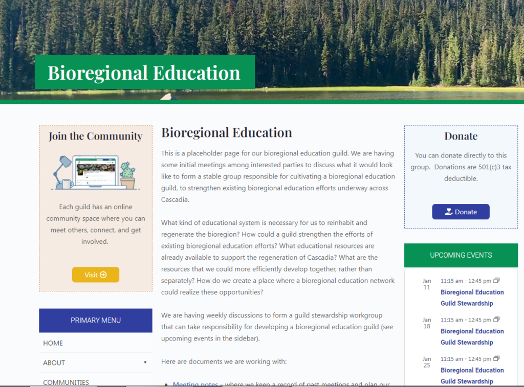 Bioregional Education Guild Group Event page
